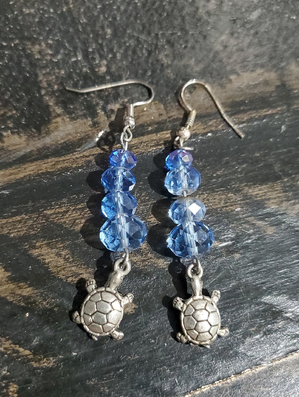 Blue Bead Turtle Drop Earrings - Women's Jewelry